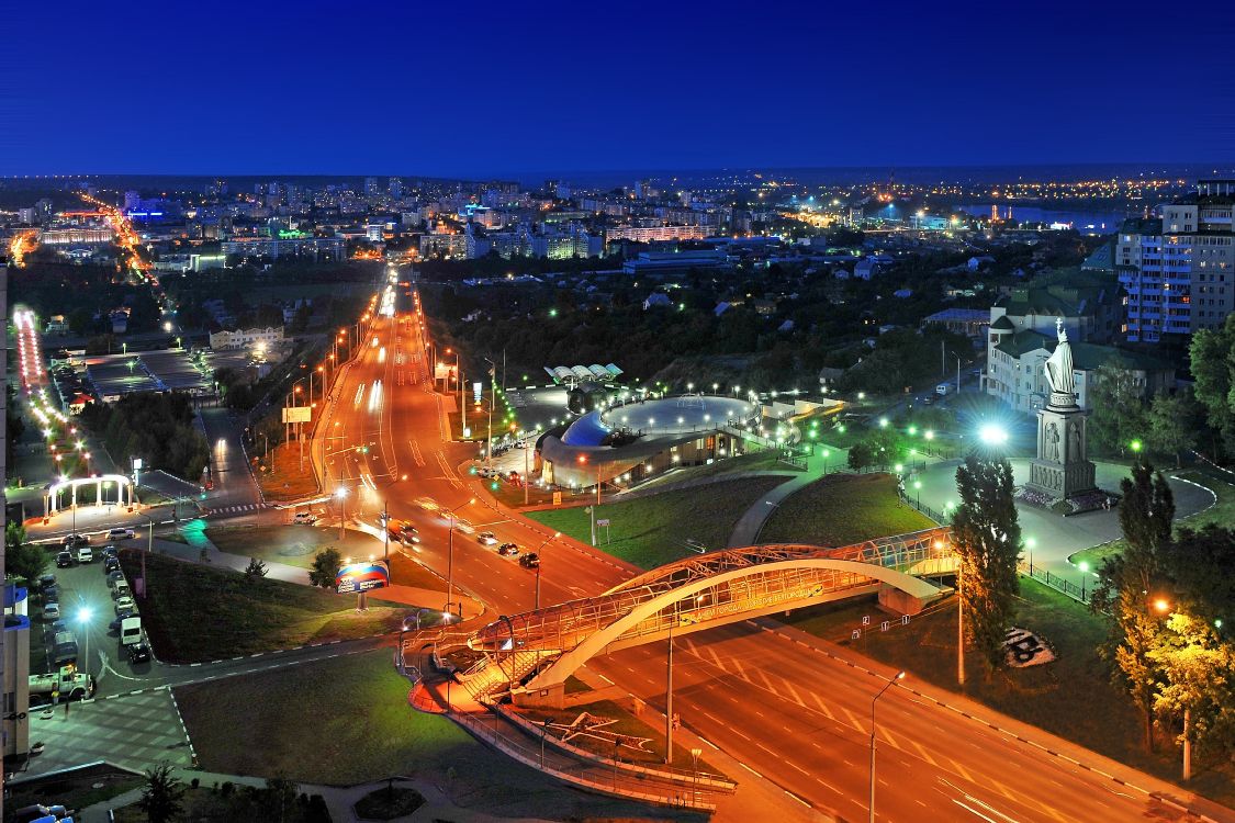 city with lights turned on during night time