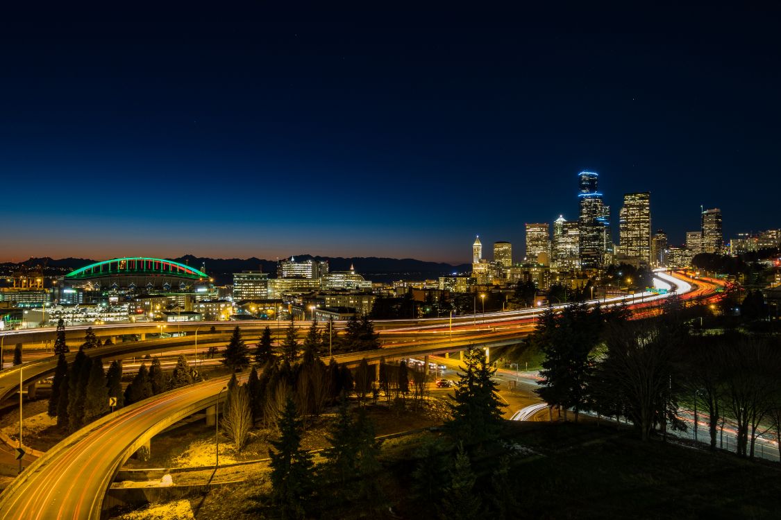 city lights during night time