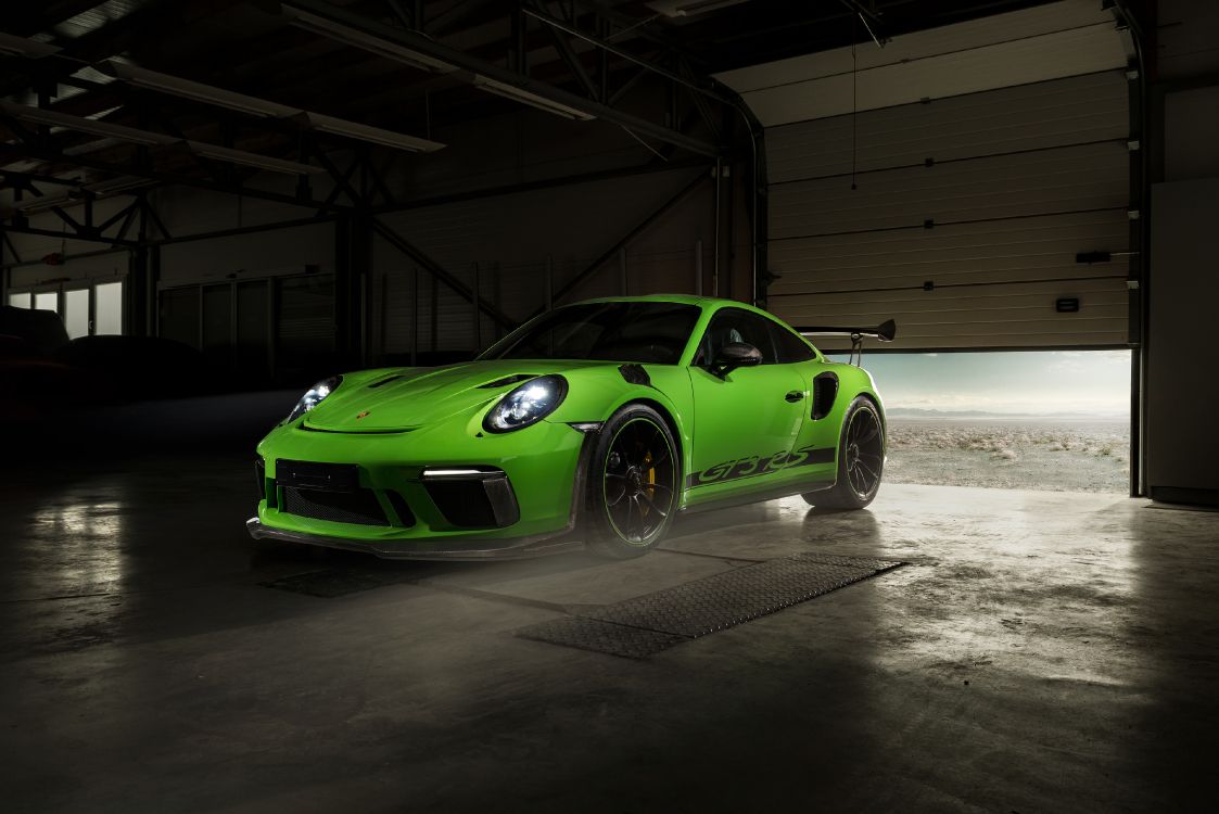 Wallpaper Green Porsche 911 Parked In Garage Background Download Free Image