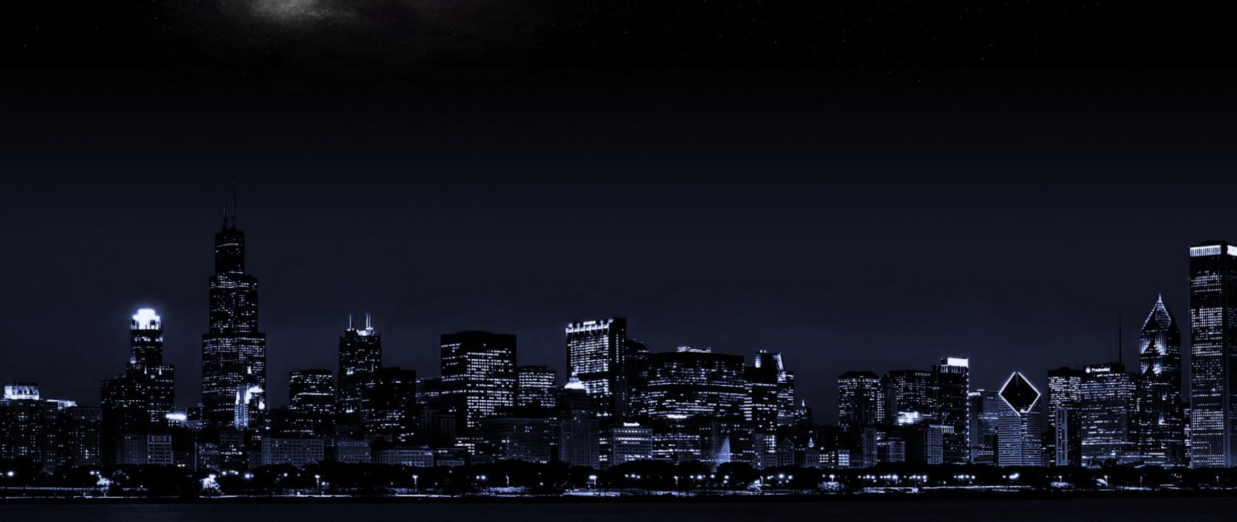 Horizonte de la Ciudad Durante la Noche. Wallpaper in 2560x1080 Resolution