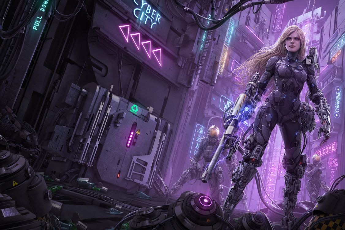 Cyberpunk, la Science-fiction, Purple, Jeu Pc, Android. Wallpaper in 7000x4662 Resolution