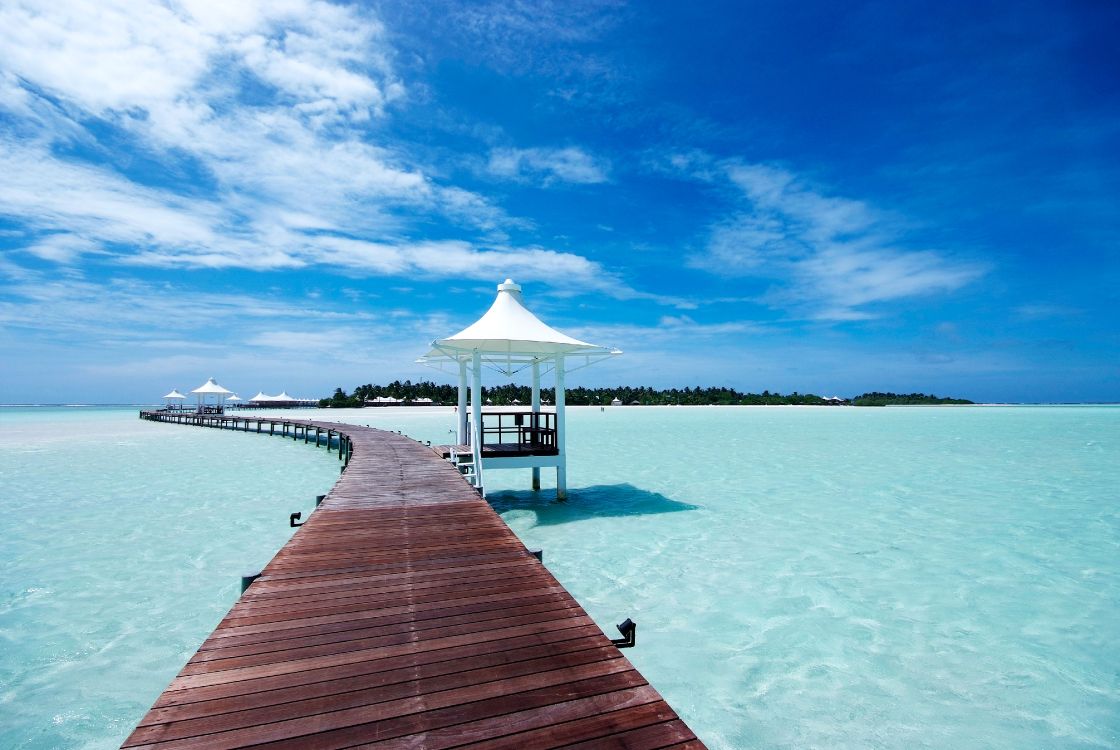 brown wooden dock on body of water under blue sky during daytime