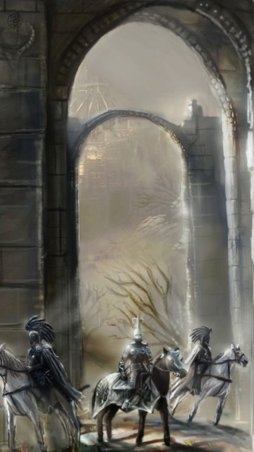 Image people riding horses statue in building