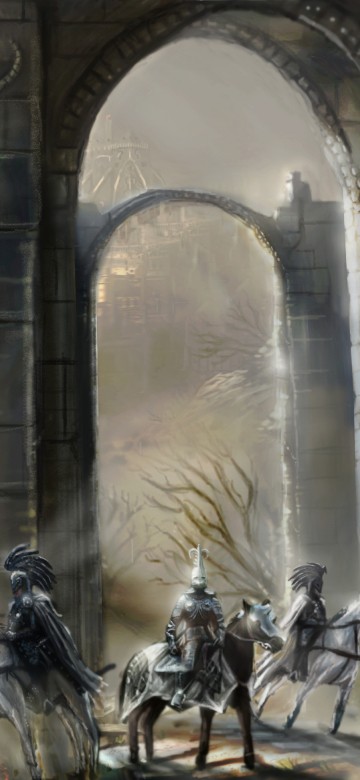 Image people riding horses statue in building