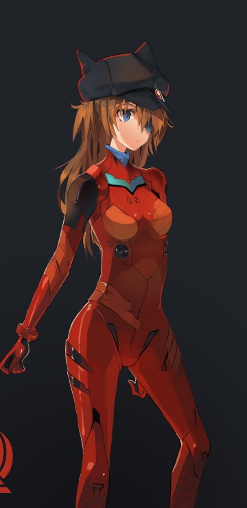 Image woman in black tank top and orange pants anime character