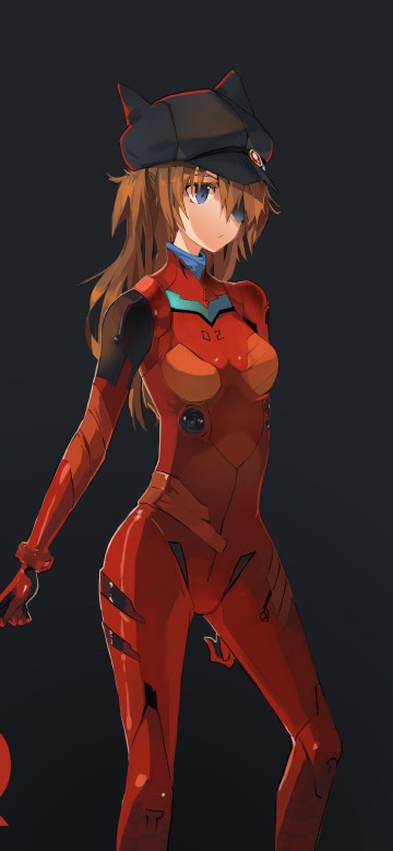 Image woman in black tank top and orange pants anime character