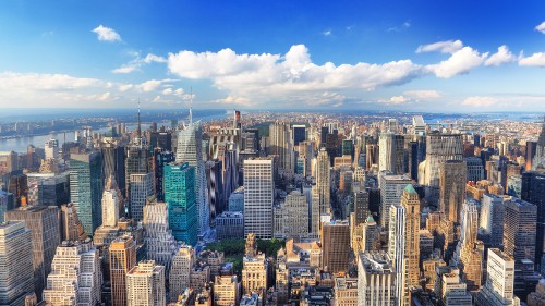 Image aerial view of city buildings during daytime