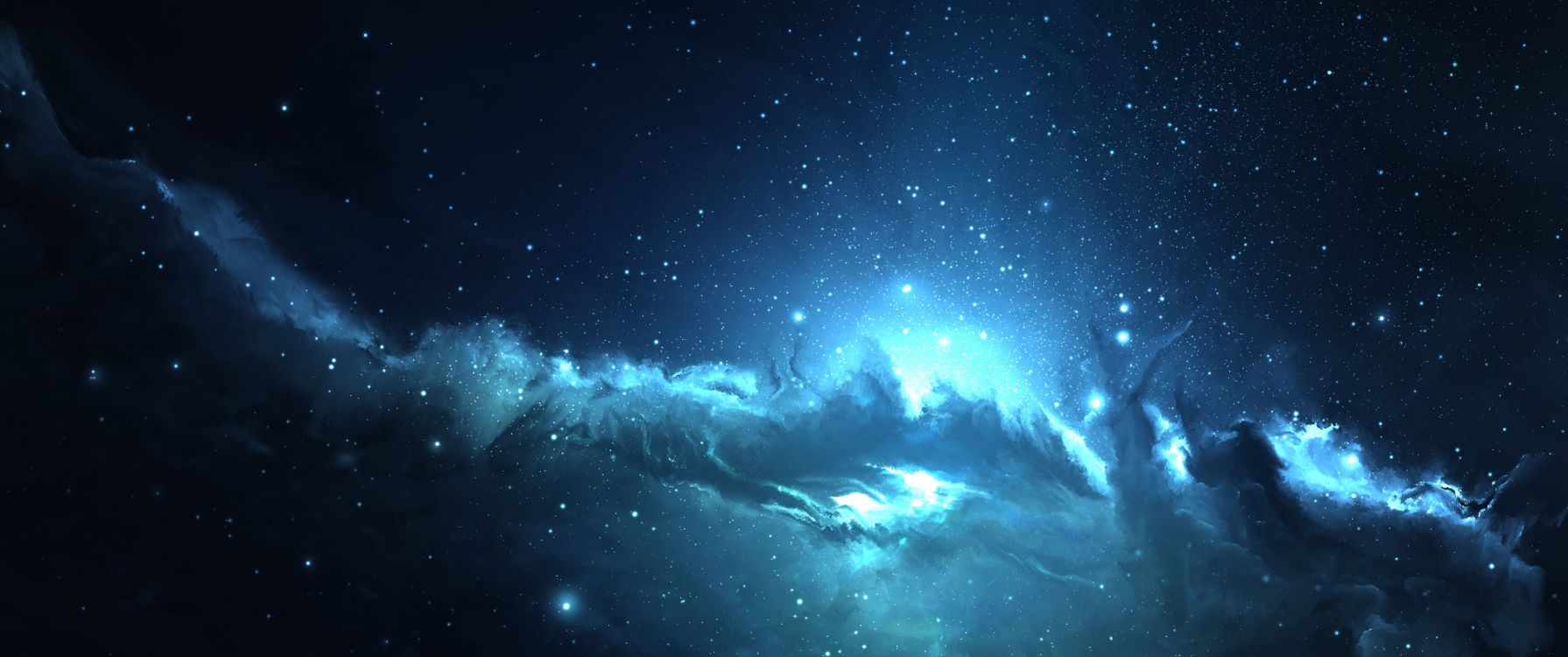 Illustration de la Galaxie Blanche et Bleue. Wallpaper in 3440x1440 Resolution