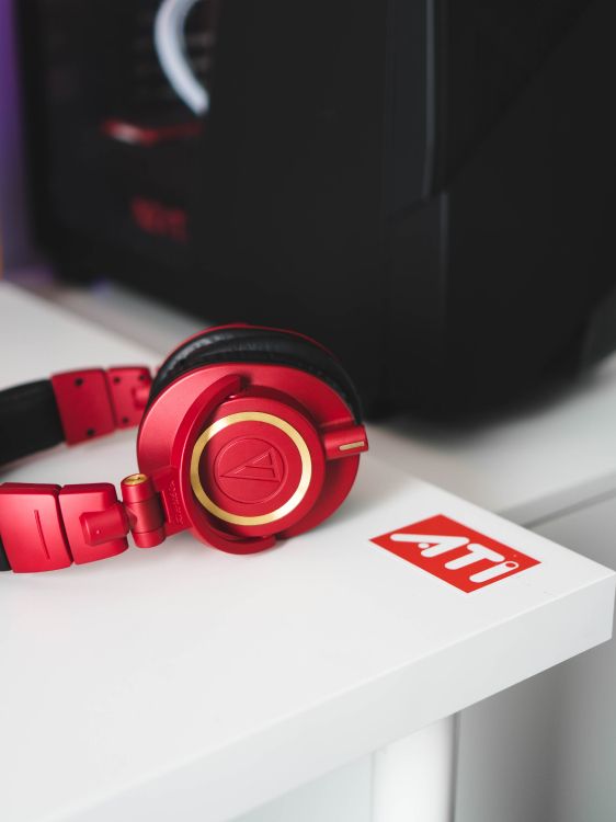 Headphones, Red, Audio Equipment, Gadget, Technology. Wallpaper in 4000x5333 Resolution