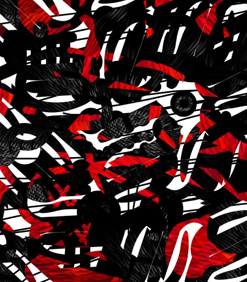 Image black white and red abstract painting