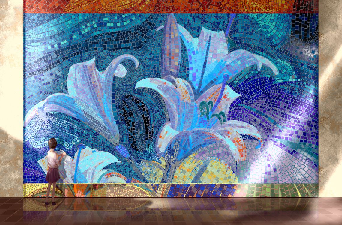 Pintura Floral Azul y Rosa. Wallpaper in 3500x2301 Resolution