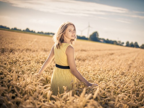 Image beauty, sunlight, sky, photograph, flower girl