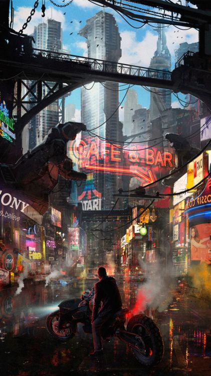 庞克, 艺术, 概念艺术, 轮胎, 车灯 壁纸 1080x1920 允许