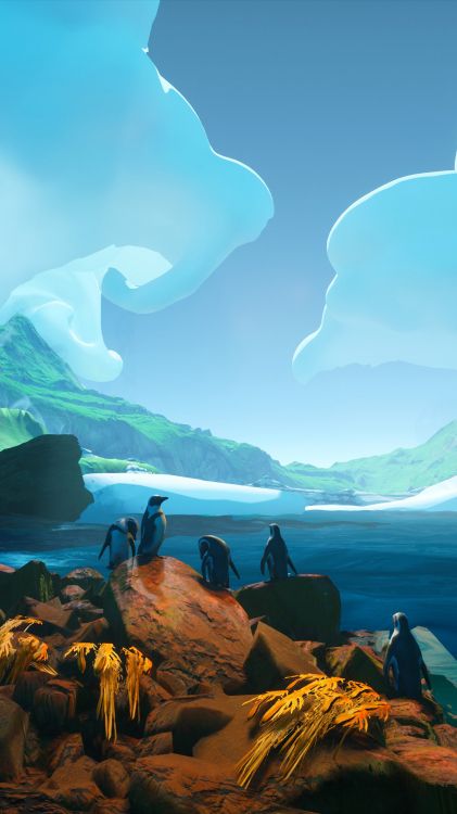 Pinguine, Natur, Kunst, Gewässer, Naturlandschaft. Wallpaper in 1080x1920 Resolution