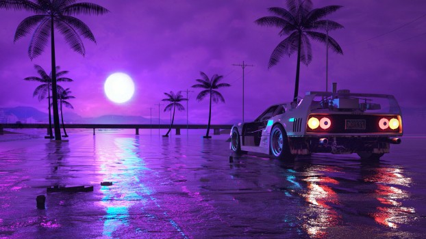 Wallpaper Vaporwave, Cars, Audi rs 2 Avant, Synthwave, Water ...