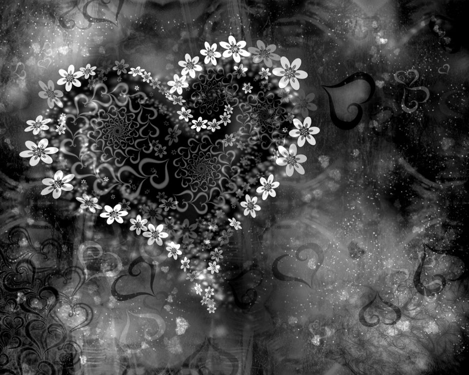 le Jour de Valentines, Cœur, Art Fractal, Monochrome, Mode Monochrome. Wallpaper in 2560x2048 Resolution