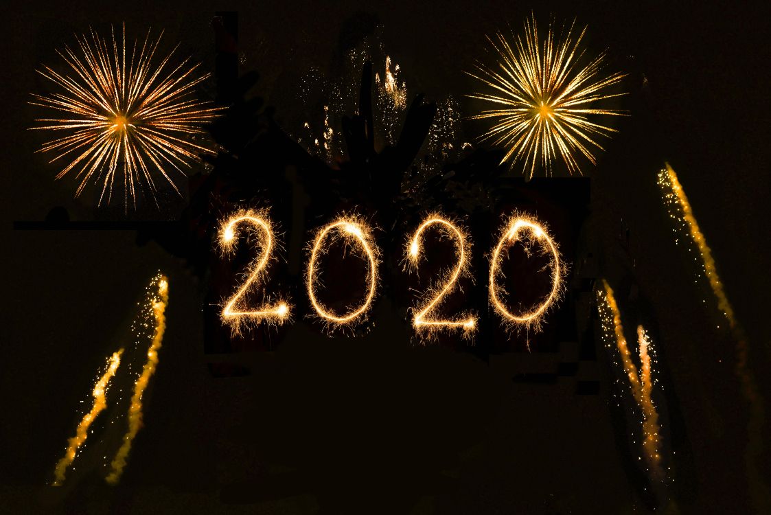 2020, la Víspera de Año Nuevo, Pirotecnia, Celebrando, Medianoche. Wallpaper in 6017x4016 Resolution