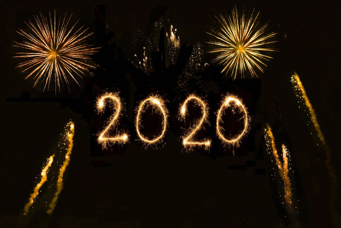 2020, new years eve, fireworks, celebrating, midnight