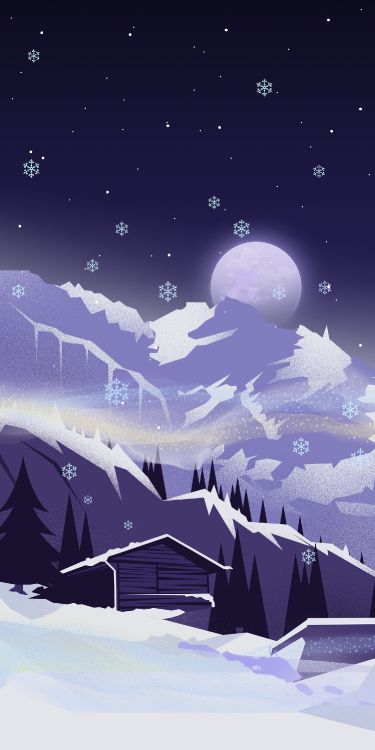 Illustration, Neige, Atmosphère, Azure, Art. Wallpaper in 1500x3000 Resolution