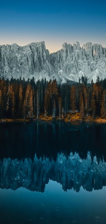 Karersee, Wasser, Schnee, Ökoregion, Licht. Wallpaper in 1422x3000 Resolution