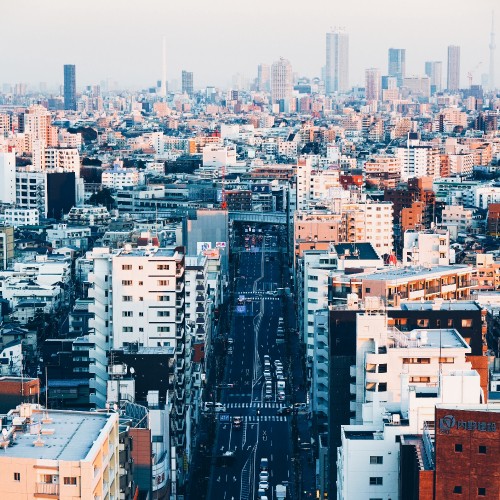 Image aerial view of city buildings during daytime