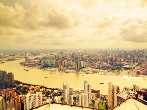 Image aerial view of city buildings during daytime