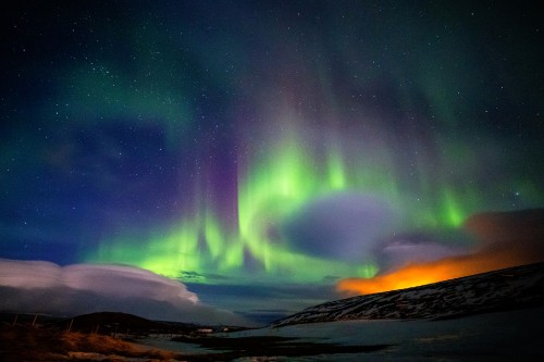 Image aurora borealis over the lake