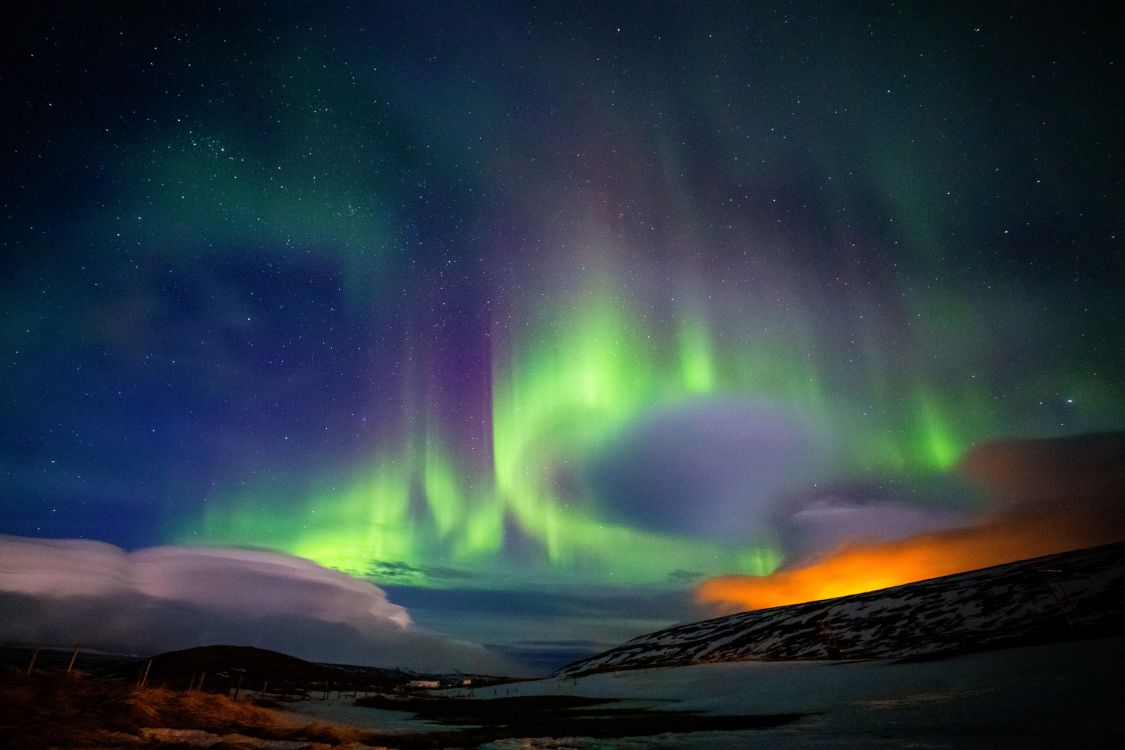 aurora borealis over the lake