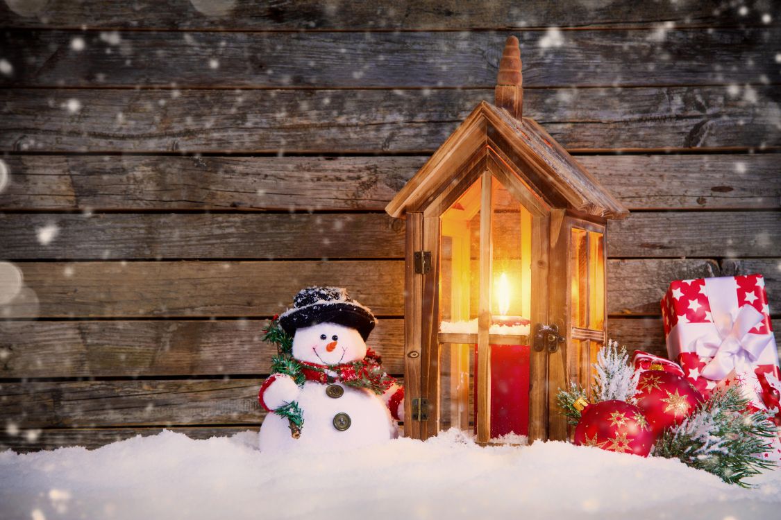 圣诞节那天, 雪人, 圣诞装饰, 圣诞节的装饰品, 冬天 壁纸 8000x5333 允许