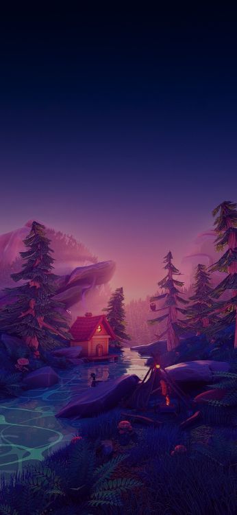 Kunst, Atmosphäre, Naturlandschaft, Baum, Schnee. Wallpaper in 1125x2436 Resolution