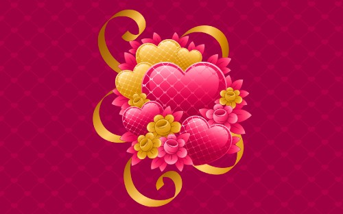 Image heart, valentines day, illustration, magenta, petal