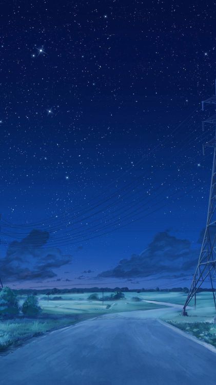 Shooting Stars Night Sky Anime 4K Wallpaper #38