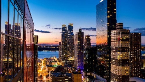 Image city skyline during night time