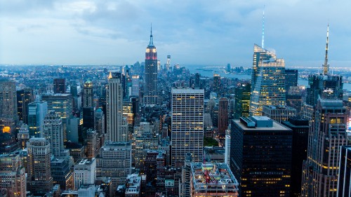 Image aerial view of city buildings during daytime