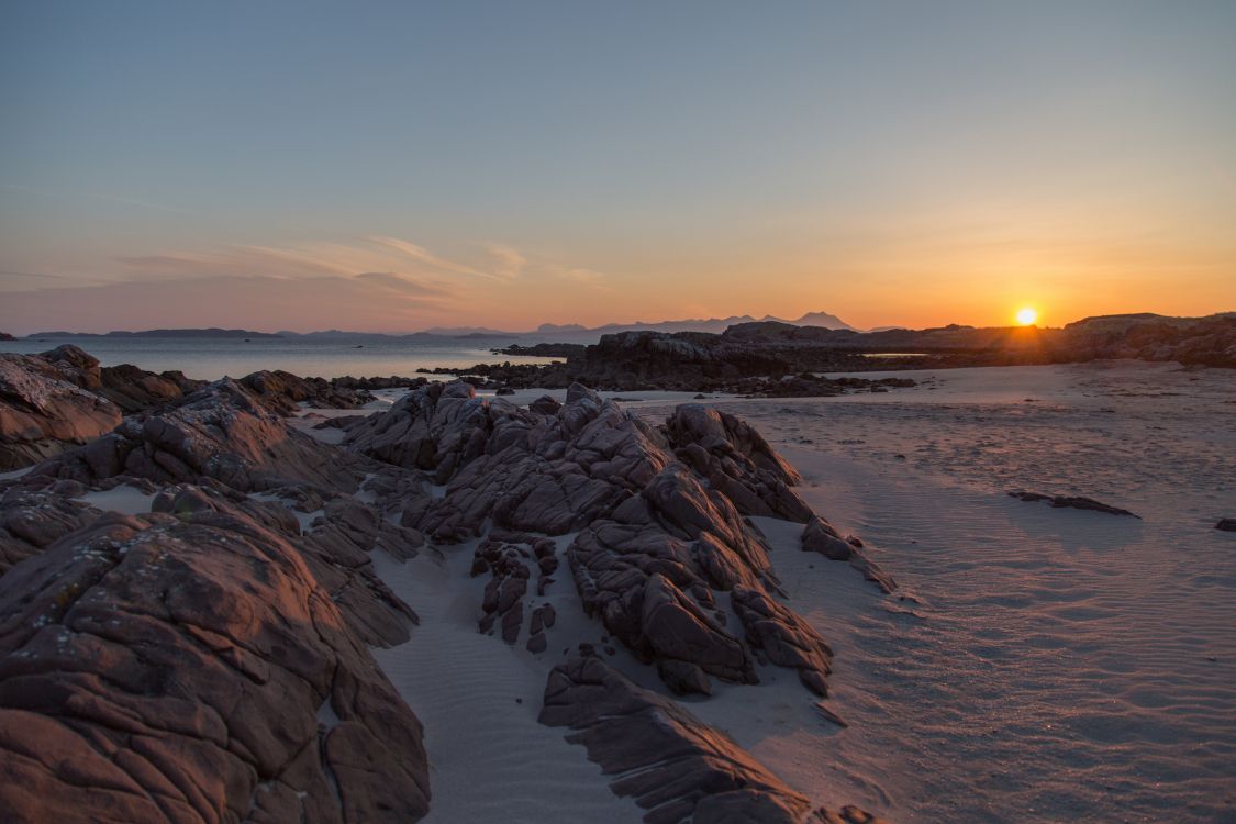 大海, 海岸, 日落, 地平线, 岸边 壁纸 2048x1365 允许
