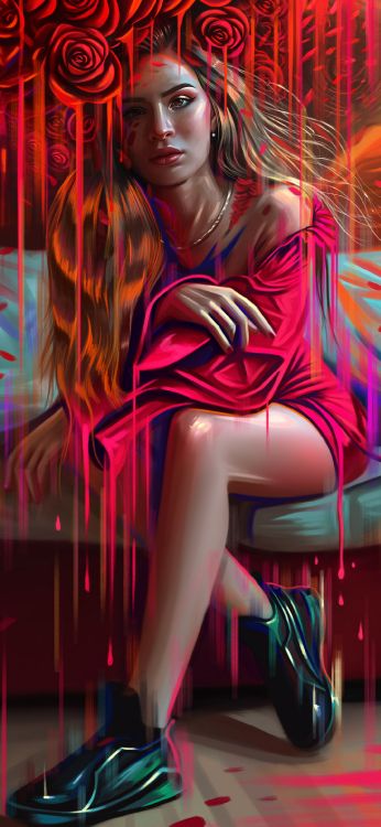 Belleza, Retrato, Arte, Arte Digital, Fan Art. Wallpaper in 1080x2340 Resolution