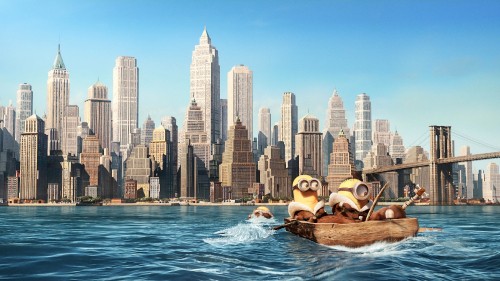 Image man and woman in brown boat on water near city buildings during daytime