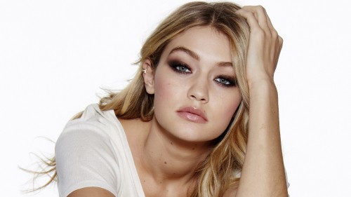 Image gigi hadid, poster, lip, brown, hairstyle