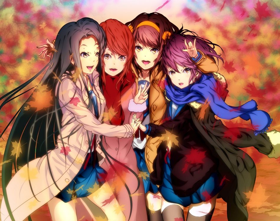 2 Personajes de Anime de Niña en Uniforme Escolar. Wallpaper in 2048x1617 Resolution