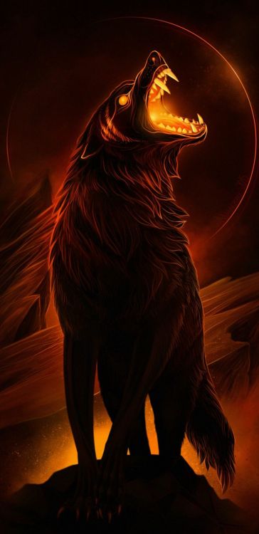 Loup Démon, Dire Wolf, Fantasy, Mâchoire, Carnivores. Wallpaper in 720x1480 Resolution