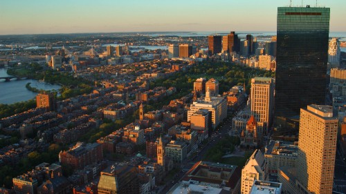 Image aerial view of city buildings during daytime