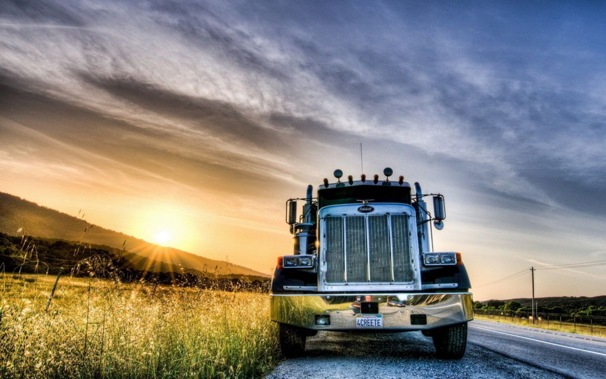 blue and white truck on brown grass field during sunset