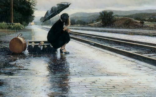 Image painting, art, watercolor paint, train station, visual arts