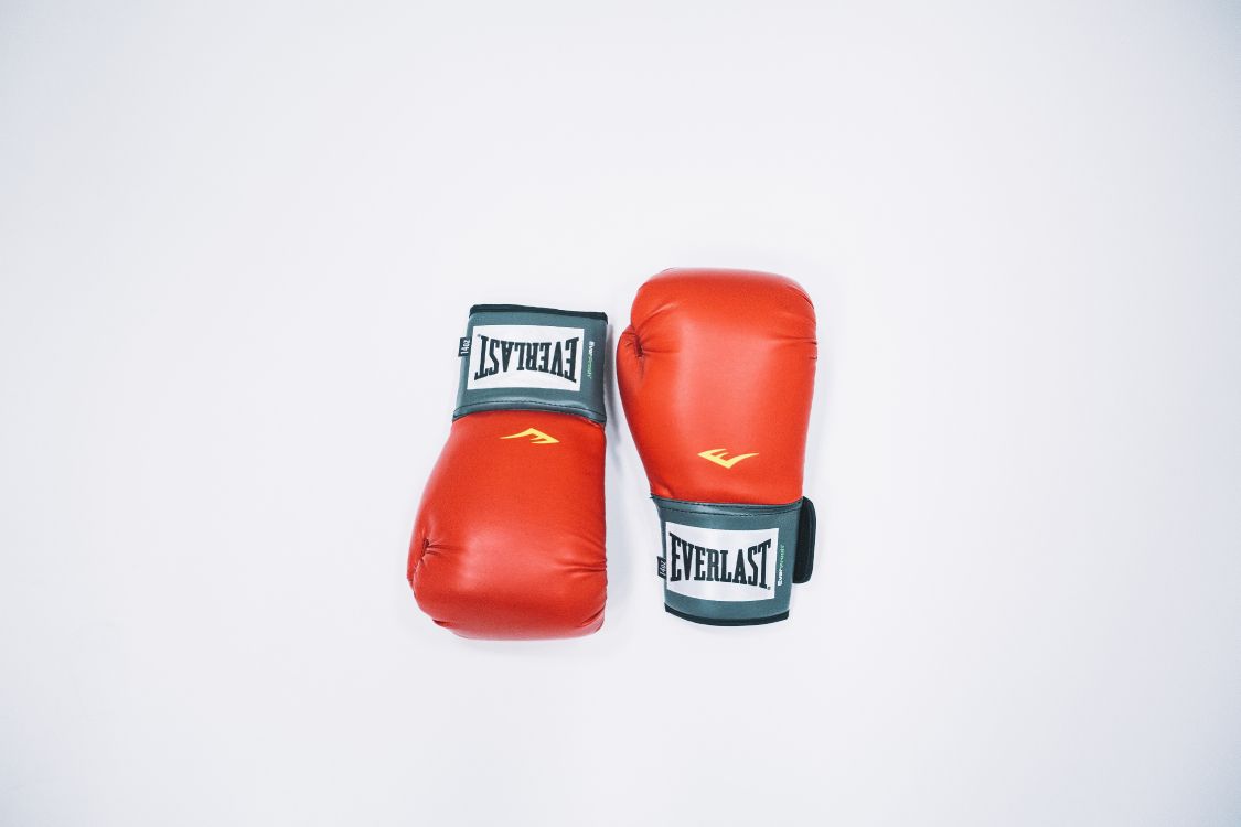 red and black boxing gloves