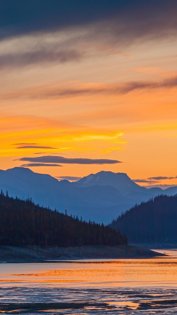 Image Sunset Mountains Lake