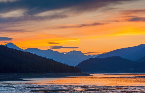 Image Sunset Mountains Lake