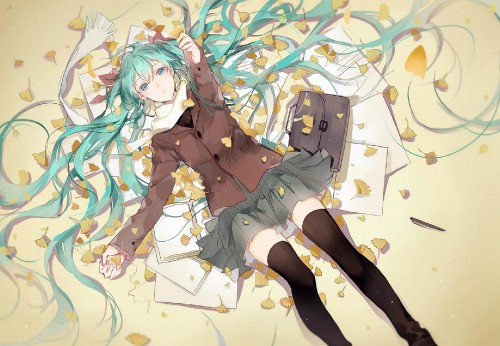 Image green haired girl anime character