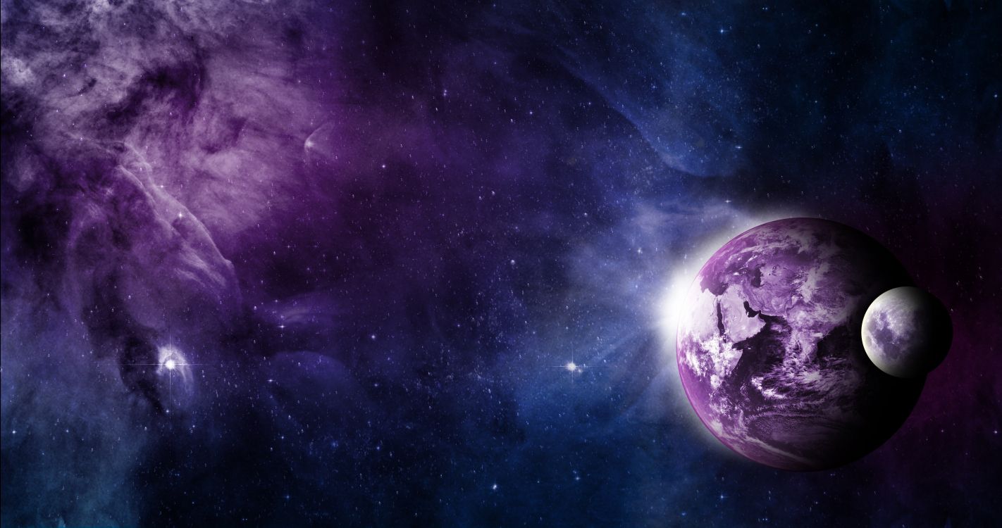 Purple and Black Planet Illustration. Wallpaper in 4096x2160 Resolution