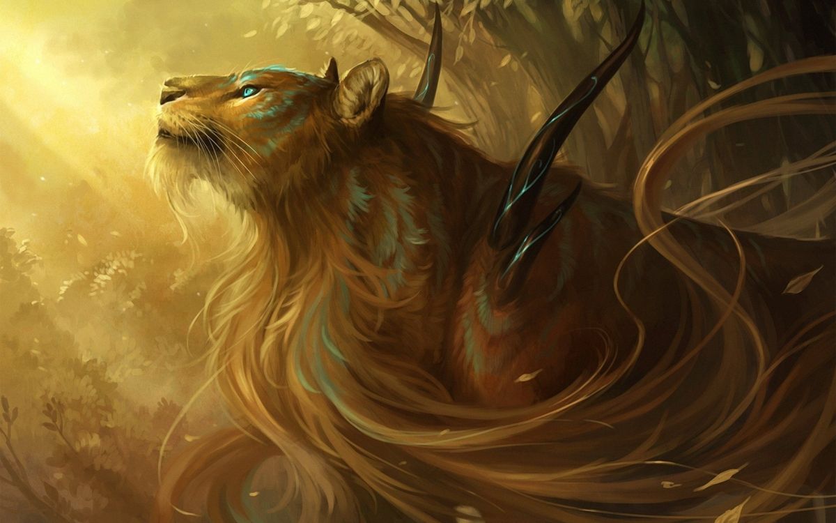 Brown Lion With Wings Illustration. Wallpaper in 2560x1600 Resolution
