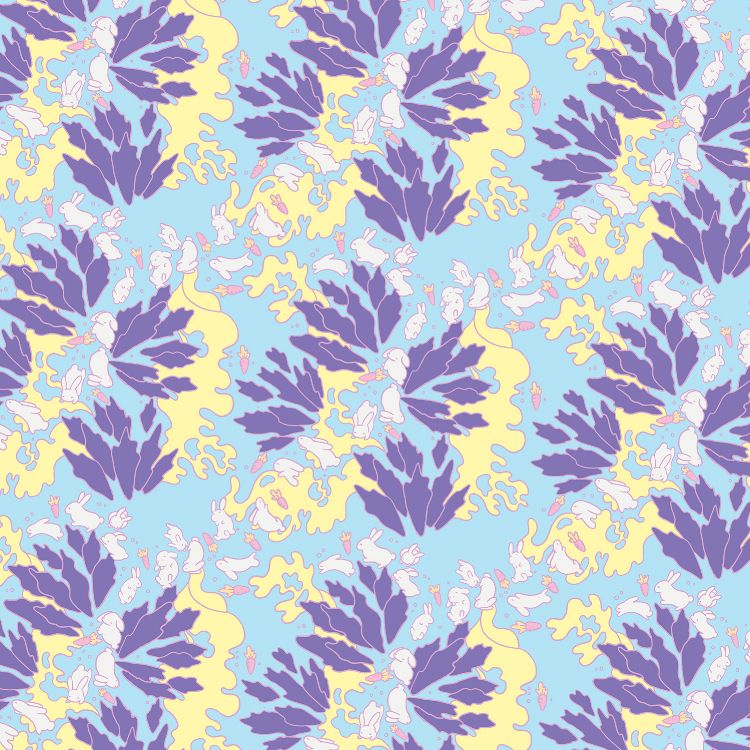 Blaugelbes Und Schwarzes Florales Textil. Wallpaper in 3000x3000 Resolution